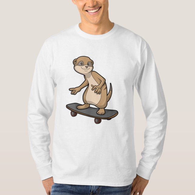 Meerkat as Skater with Skateboard T-Shirt (Front)