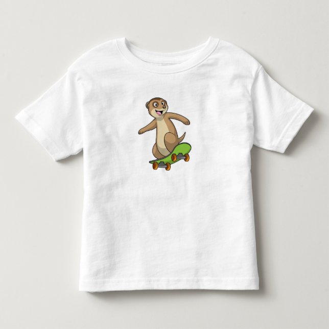 Meerkat as Skater with Skateboard Toddler T-Shirt (Front)