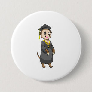 Meerkat as Student with Diploma 7.5 Cm Round Badge