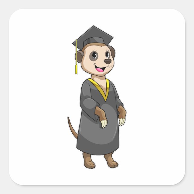 Meerkat as Student with Diploma Square Sticker (Front)