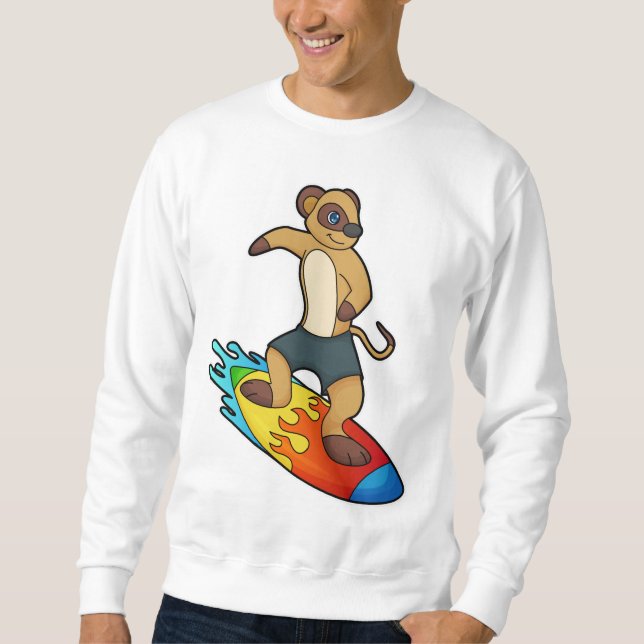 Meerkat as Surfer with Surfboard Sweatshirt (Front)