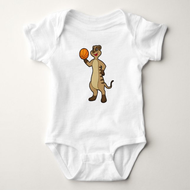 Meerkat at Basketball Sports Baby Bodysuit (Front)