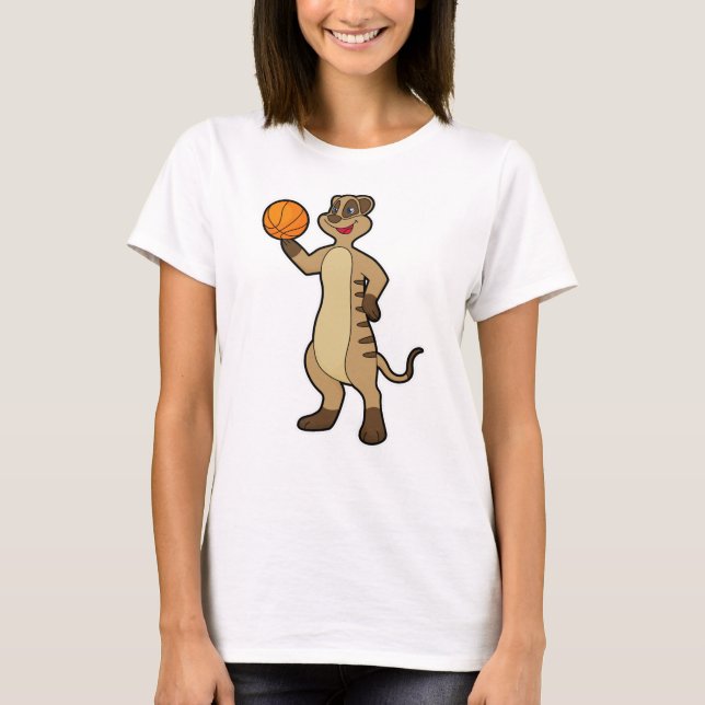 Meerkat at Basketball Sports T-Shirt (Front)