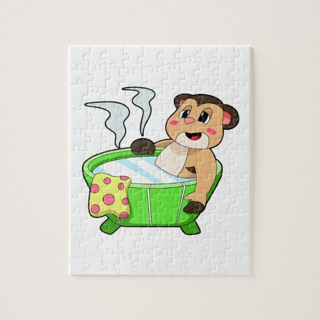 Meerkat at Bathing in Bathtub Jigsaw Puzzle (Vertical)