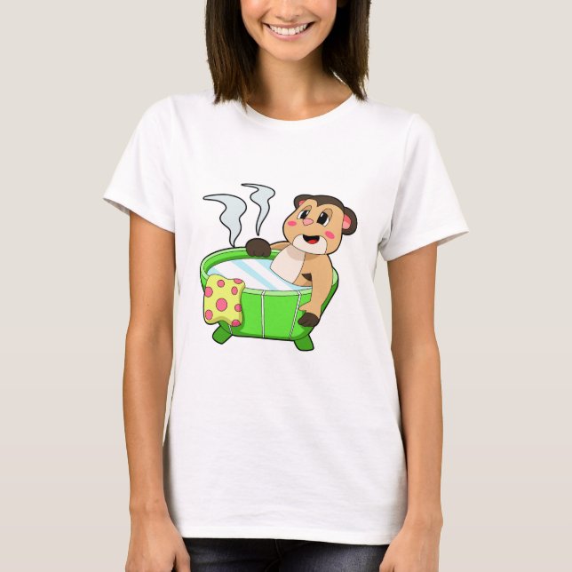 Meerkat at Bathing in Bathtub T-Shirt (Front)