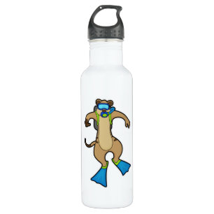 Meerkat at Diving with Swimming goggles 710 Ml Water Bottle