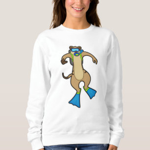Meerkat at Diving with Swimming goggles Sweatshirt
