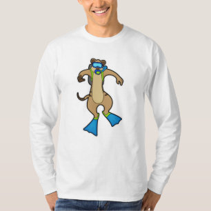 Meerkat at Diving with Swimming goggles T-Shirt