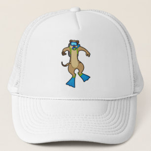 Meerkat at Diving with Swimming goggles Trucker Hat