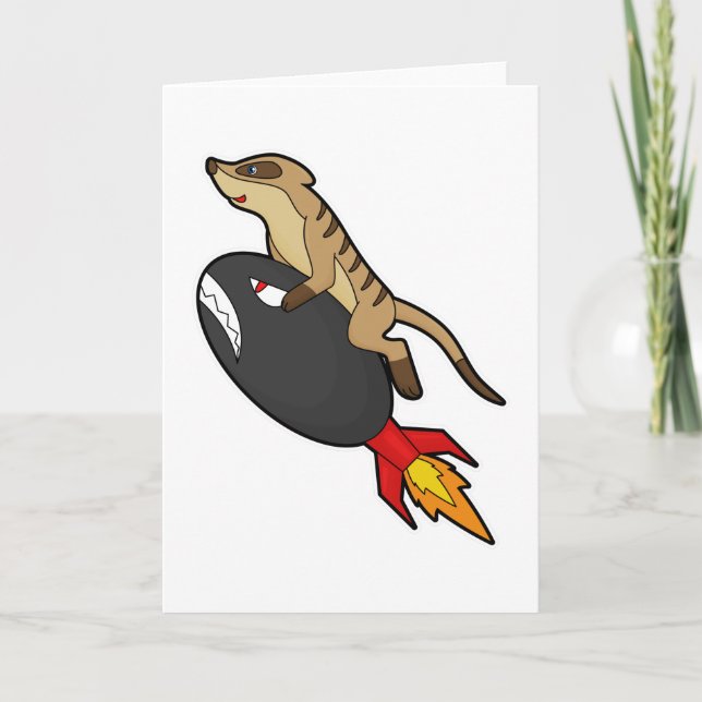 Meerkat at Flying with Rocket Card (Front)