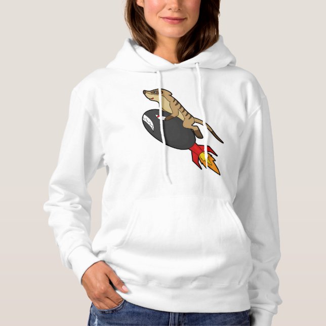 Meerkat at Flying with Rocket Hoodie (Front)