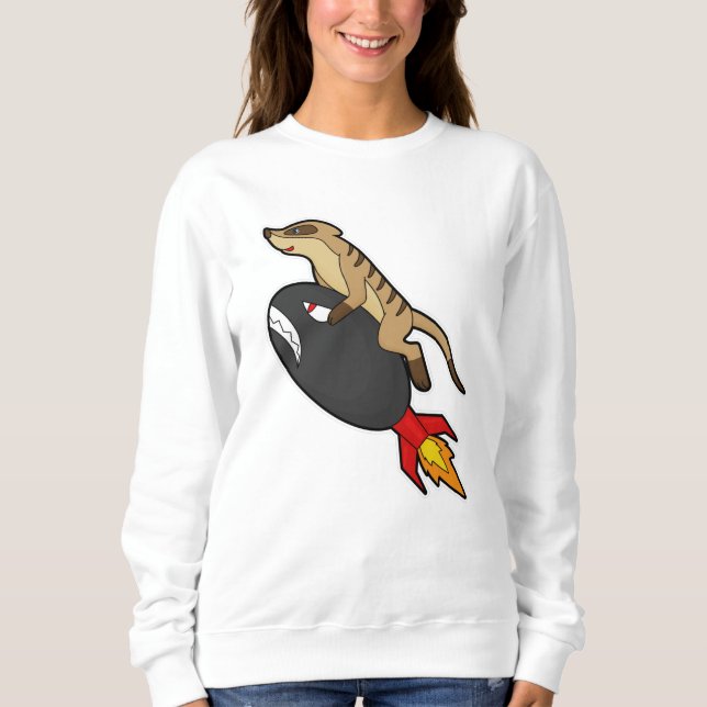 Meerkat at Flying with Rocket Sweatshirt (Front)