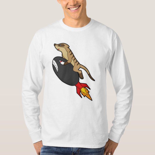Meerkat at Flying with Rocket T-Shirt (Front)