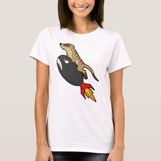 Meerkat at Flying with Rocket T-Shirt (Front)