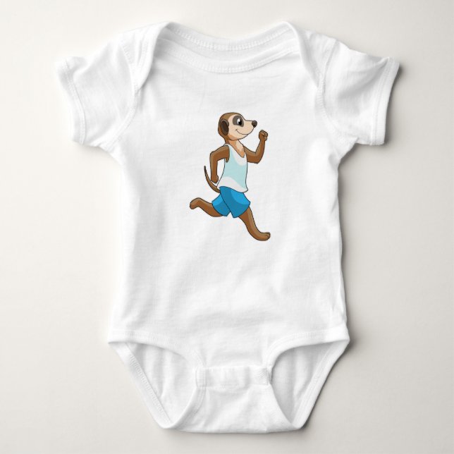 Meerkat at Running Sports Baby Bodysuit (Front)