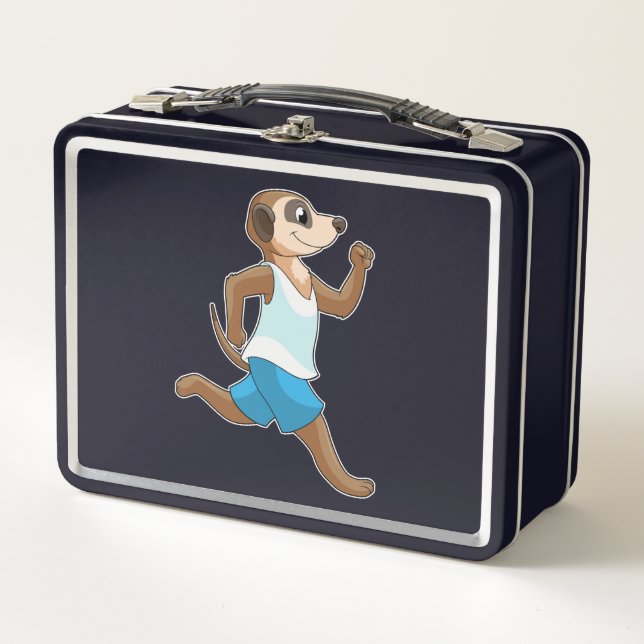 Meerkat at Running Sports Metal Lunch Box (Front)