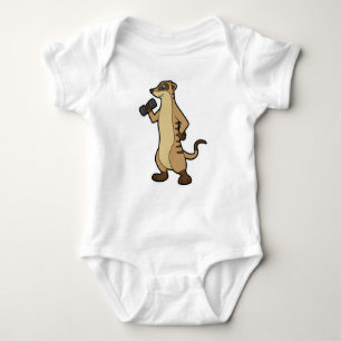 Meerkat at Strength training with Dumbbell Baby Bodysuit