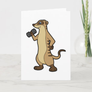 Meerkat at Strength training with Dumbbell Card