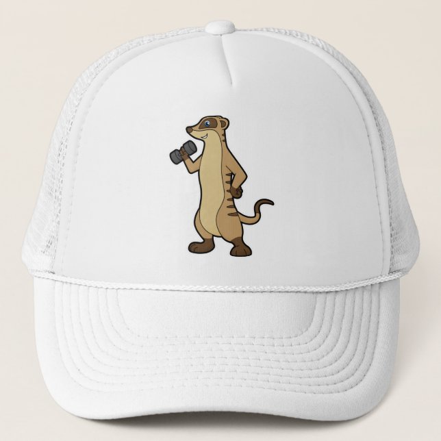 Meerkat at Strength training with Dumbbell Trucker Hat (Front)