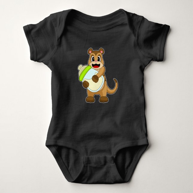 Meerkat Baby bottle Milk Baby Bodysuit (Front)