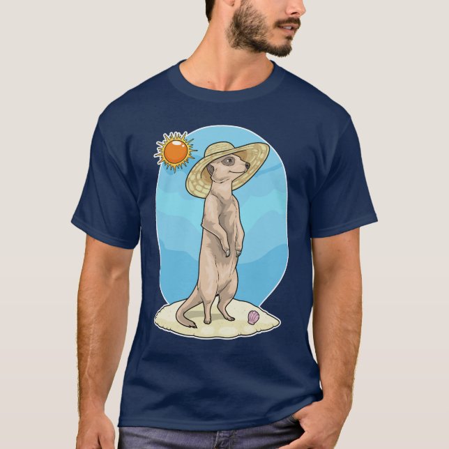 Meerkat Beach Straw hat Summer T-Shirt (Front)