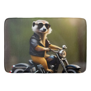 Meerkat Bikie On A Motorbike, Bath Mat
