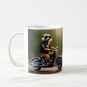 Meerkat Bikie On A Motorbike, Coffee Mug