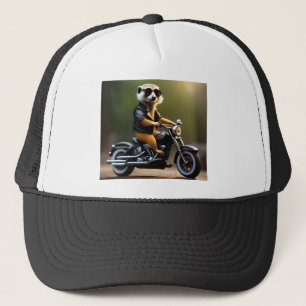 Meerkat Bikie On A Motorbike, Trucker Hat