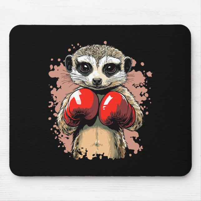 Meerkat Boxing Champion With Gloves Ready  Mouse Pad (Front)