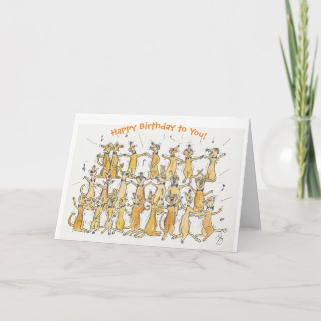 Meerkat Choir Happy Birthday! Card (Front)