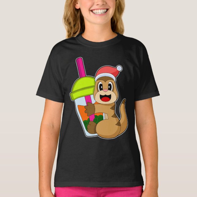 Meerkat Christmas Bubble tea T-Shirt (Front)