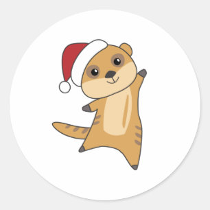 Meerkat Christmas Snow Winter Animals Classic Round Sticker