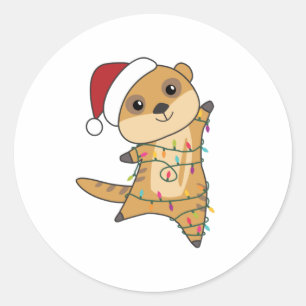 Meerkat Christmas Snow Winter Animals Classic Round Sticker