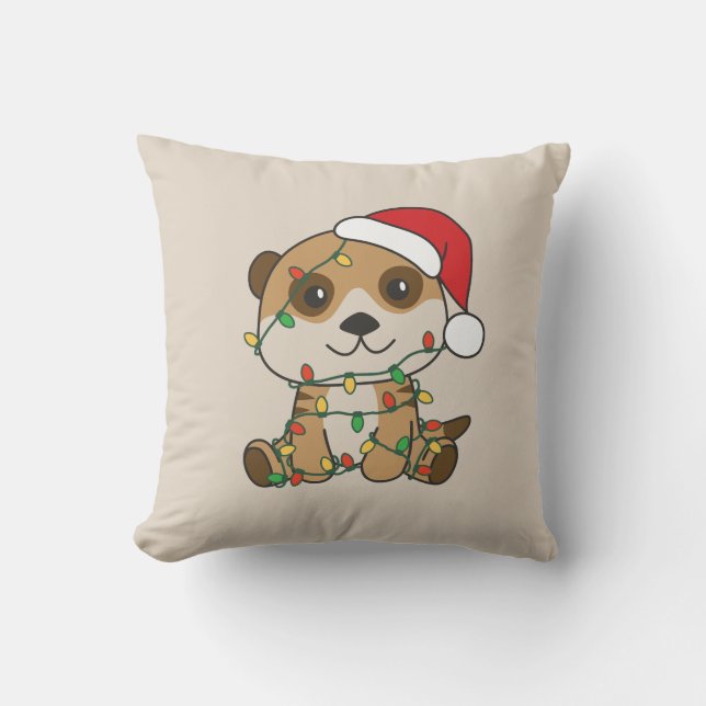 Meerkat Christmas Winter Animals Holiday Meerkats Cushion (Front)