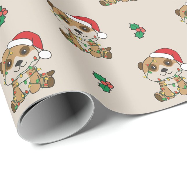 Meerkat Christmas Winter Animals Holiday Meerkats Wrapping Paper (Roll Corner)
