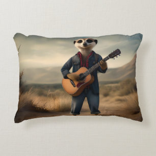 Meerkat Country And Western Artist, Decorative Cushion