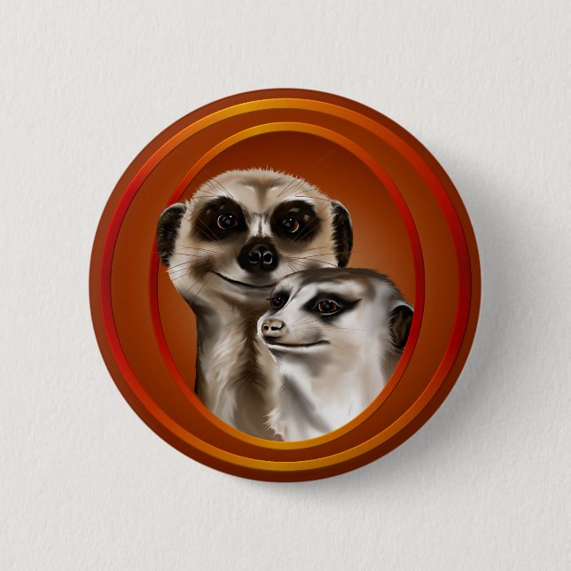 Meerkat Couple-Buttons 6 Cm Round Badge (Front)