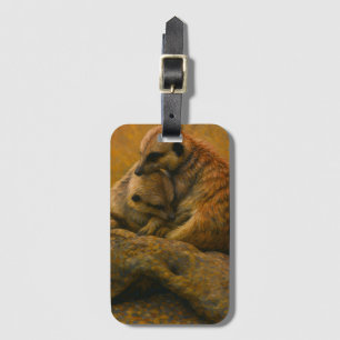 Meerkat Cuddle – Earth-Toned Wildlife Painting Luggage Tag