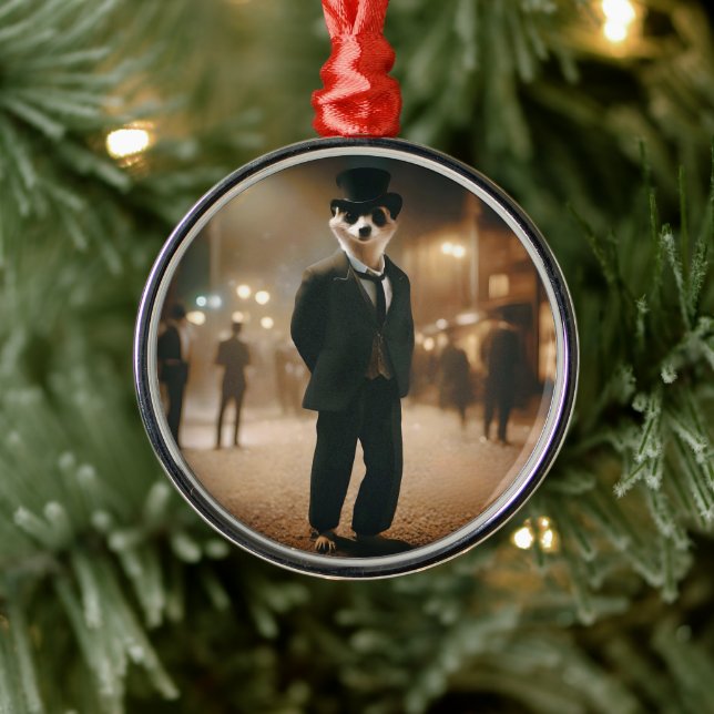 Meerkat Dressed For Black Tie Event,  Metal Tree Decoration (Tree)