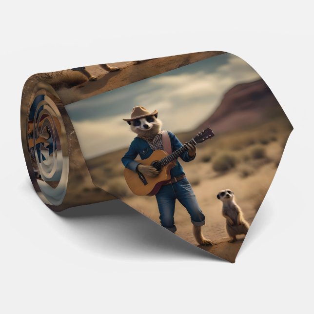 Meerkat Duet: Strumming Together in Harmony, Tie (Rolled)