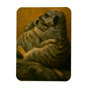 Meerkat Embrace – Heartfelt Wildlife Art Print Magnet