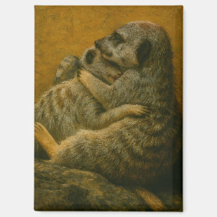 Meerkat Embrace – Heartfelt Wildlife Art Print Magnet