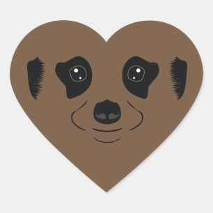 Meerkat face silhouette heart sticker