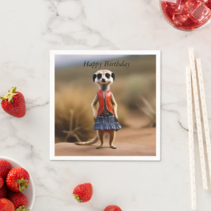 Meerkat Female Teenager In Skirt And Jacket, Napkin