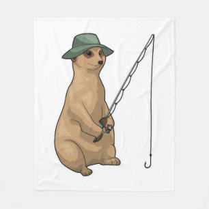 Meerkat Fishing Fisher Fishing rod Fleece Blanket