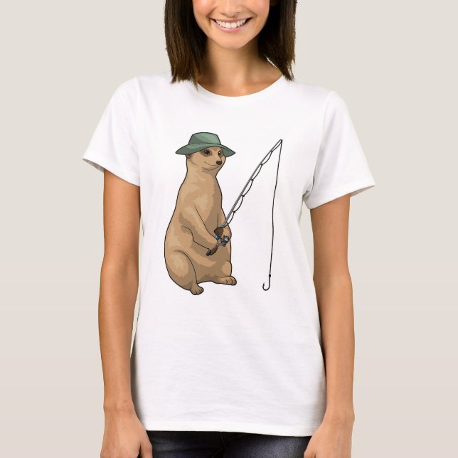 Meerkat Fishing Fisher Fishing rod T-Shirt (Front)