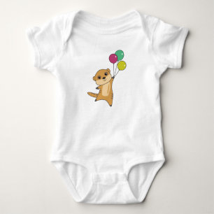 Meerkat Flies With Balloons Cute Animals For Baby Bodysuit