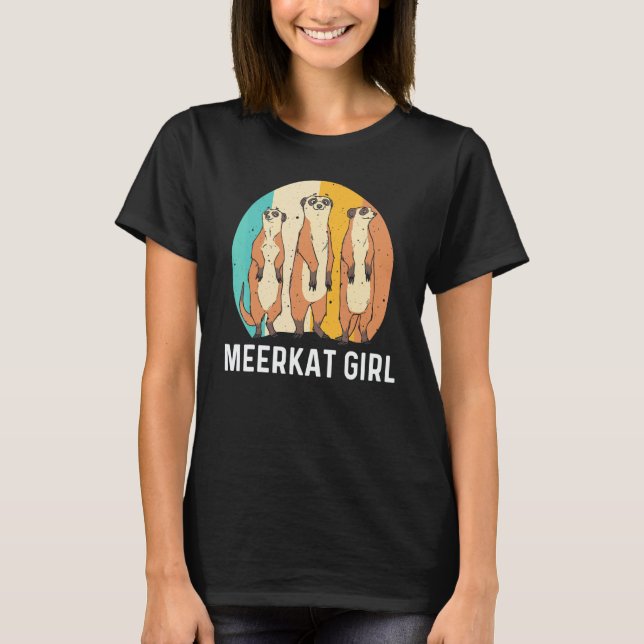 Meerkat For Girls Kids Retro Wildlife Zoo Animal T-Shirt (Front)