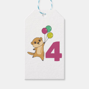 Meerkat Fourth Birthday Balloons Kids Gift Tags