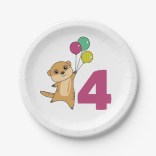 Meerkat Fourth Birthday Balloons Kids Paper Plates